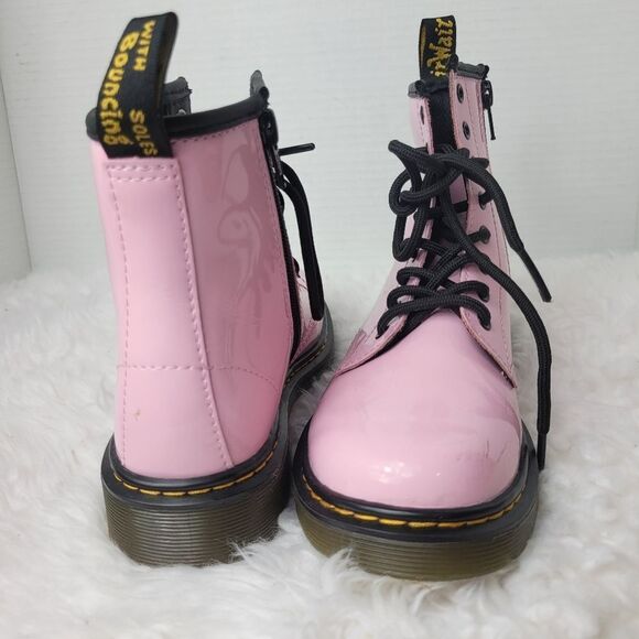 Dr. Martens Air Wair Kids Combat Boots Size 3 Pink Patent Boots Bouncing Soles - Picture 6 of 9